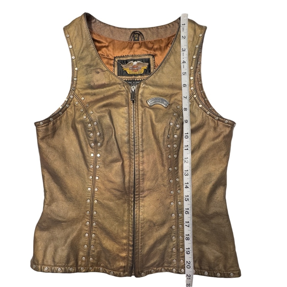 Vintage 2002 HARLEY DAVIDSON Women’s Metallic Leather Sleeveless Zip Front Vest - Picture 16 of 16